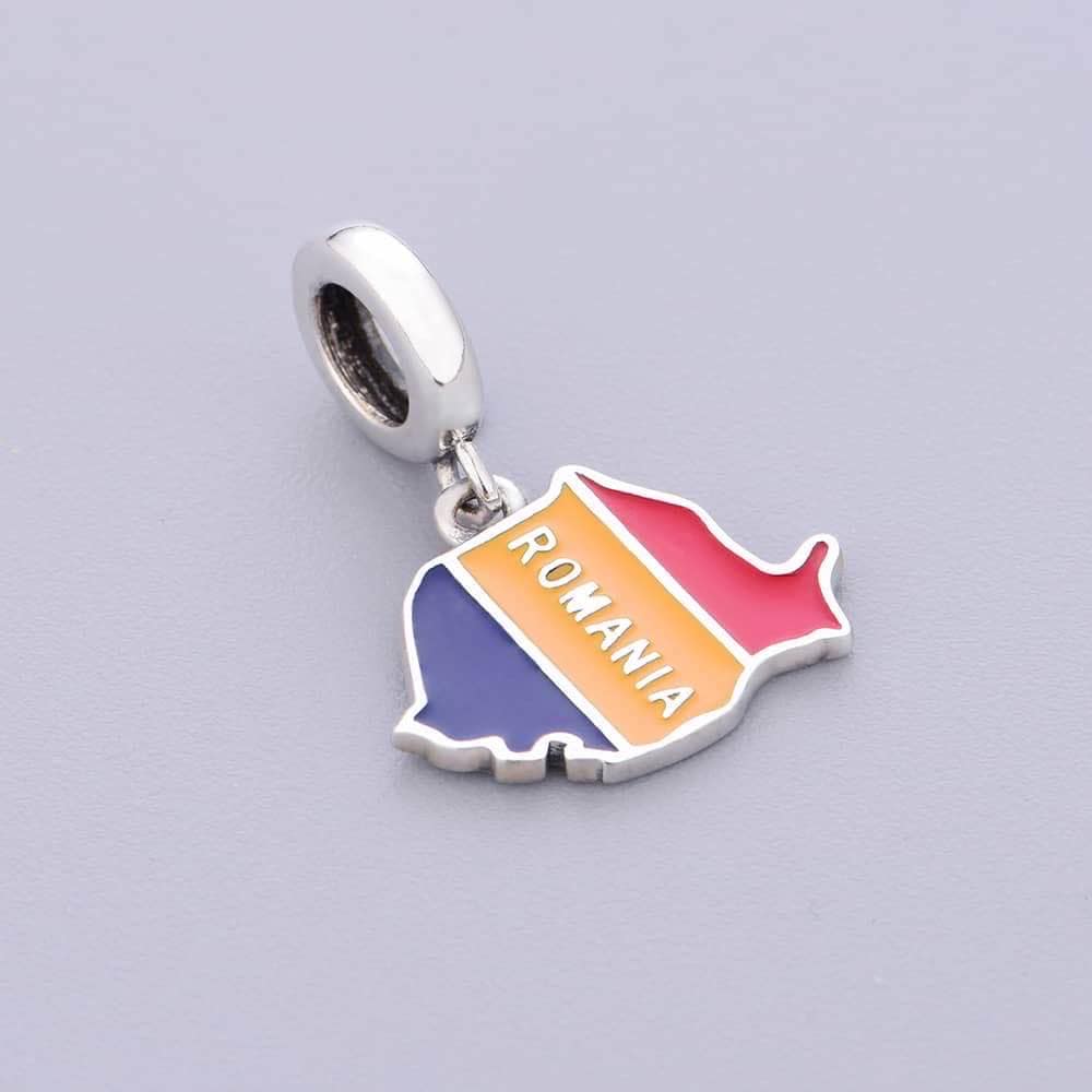 Romania Map Dangle Charm