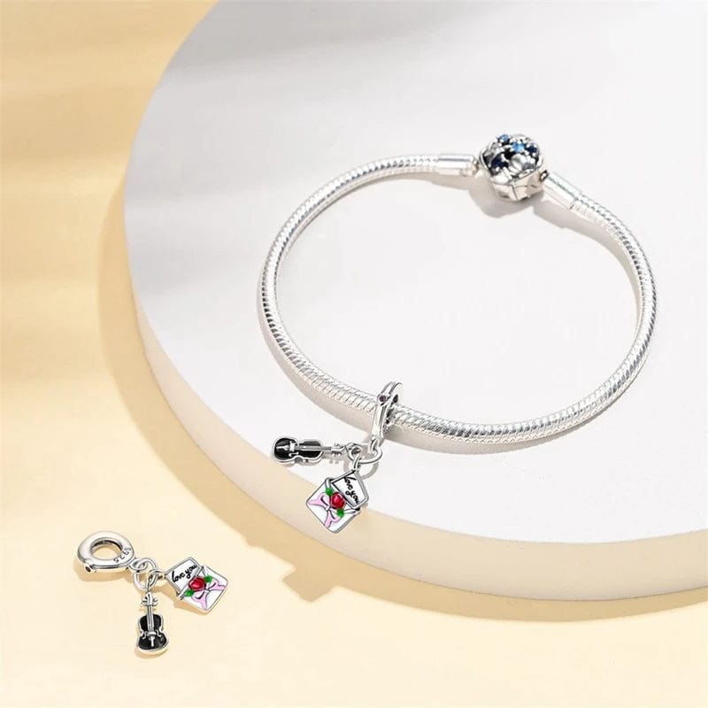 Romantic Serenade Violin and Rose Dangle Charm