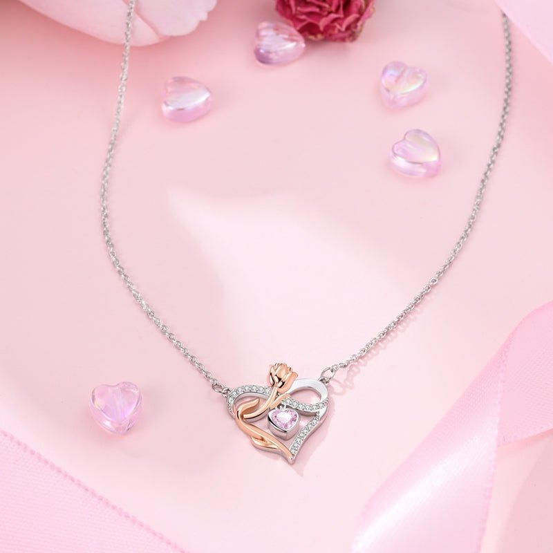 Rose & Heart Infinity Necklace
