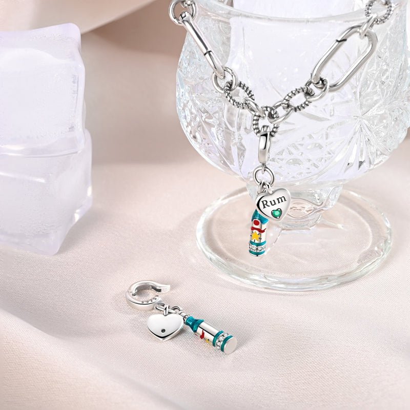 Rum Bottle & Heart “Rum Lover” Dangle Charm