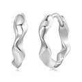 Sculpted Silver Wave Hoop Earrings