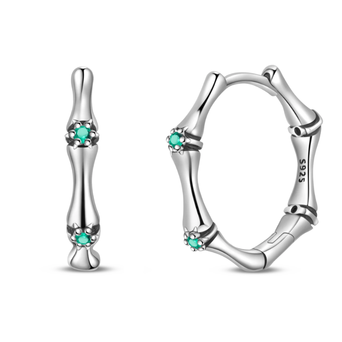 Silver Bamboo Hoop Earrings
