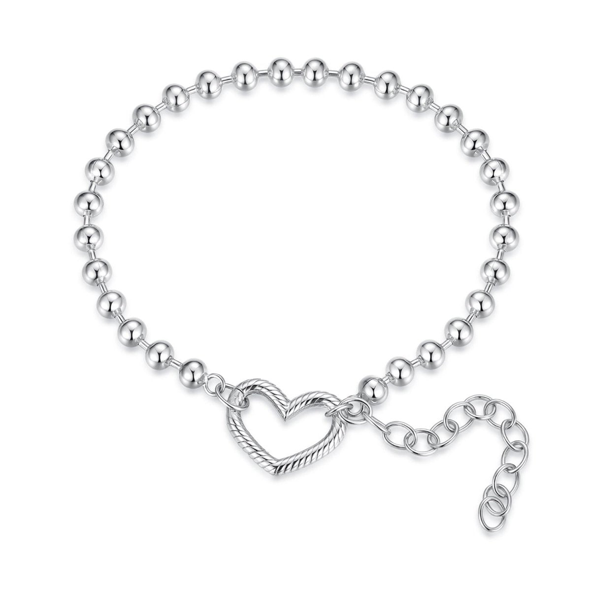 Silver Heart Beaded Bracelet