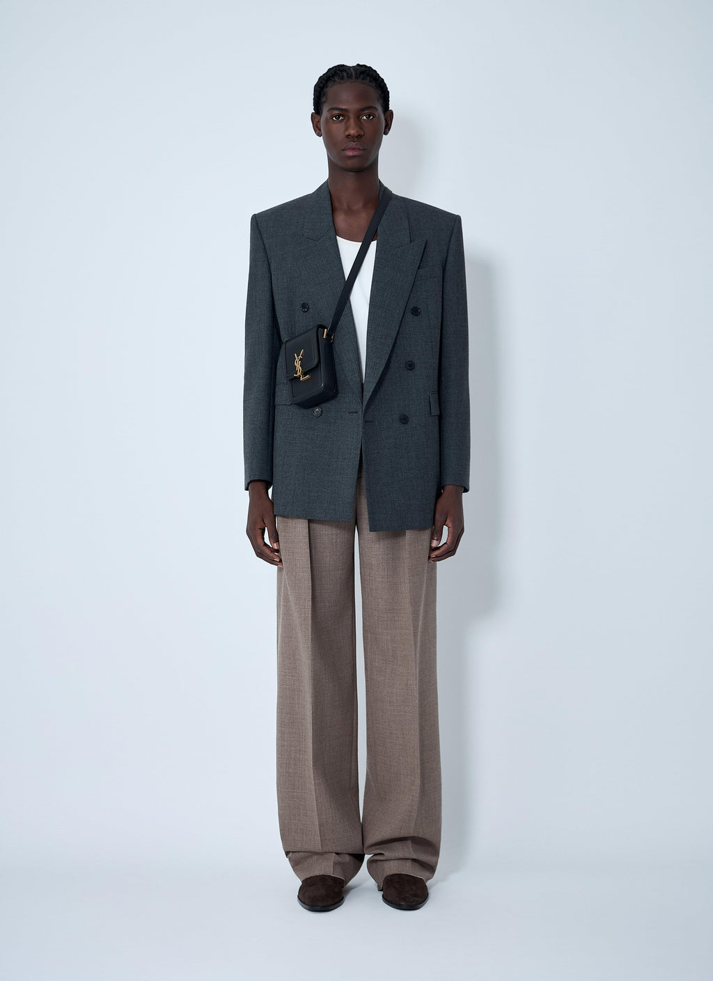 Saint Laurent Men Double-Breasted Wool Blazer