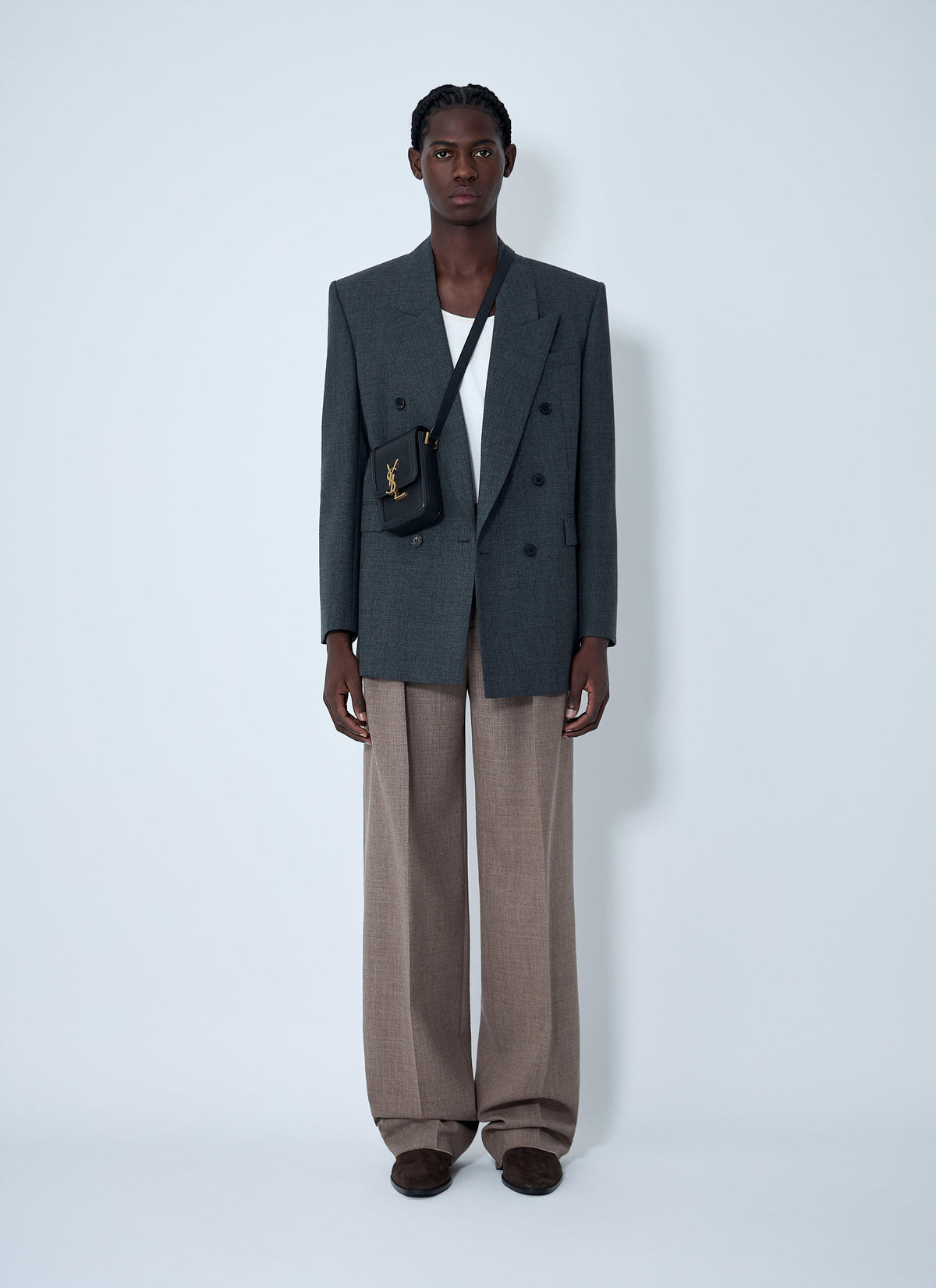 Saint Laurent Men Double-Breasted Wool Blazer