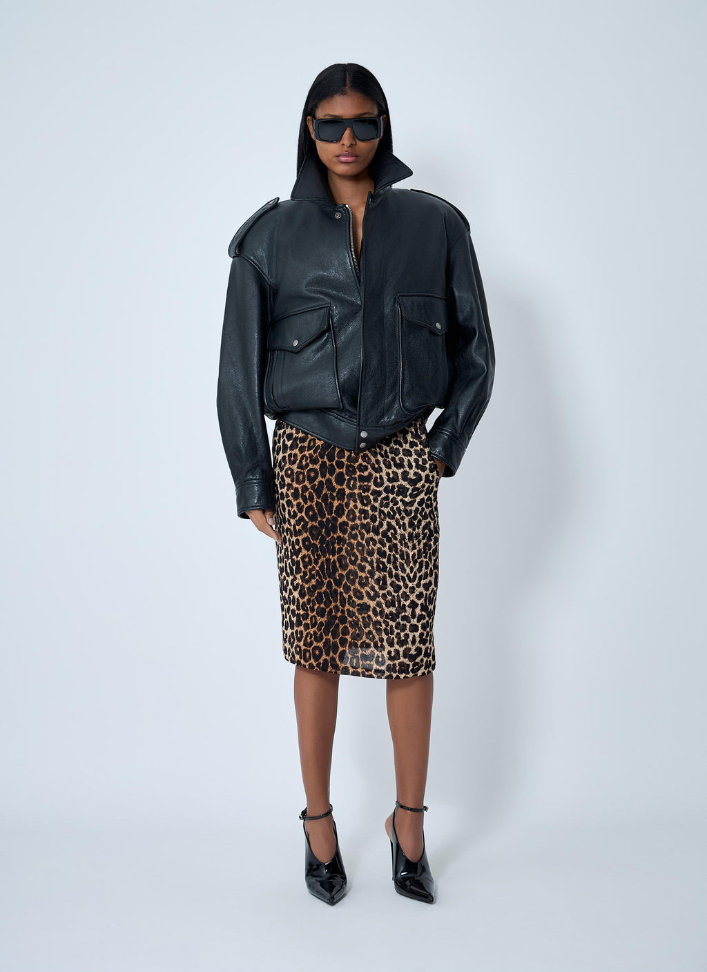Saint Laurent Women Grained Leather Jacket