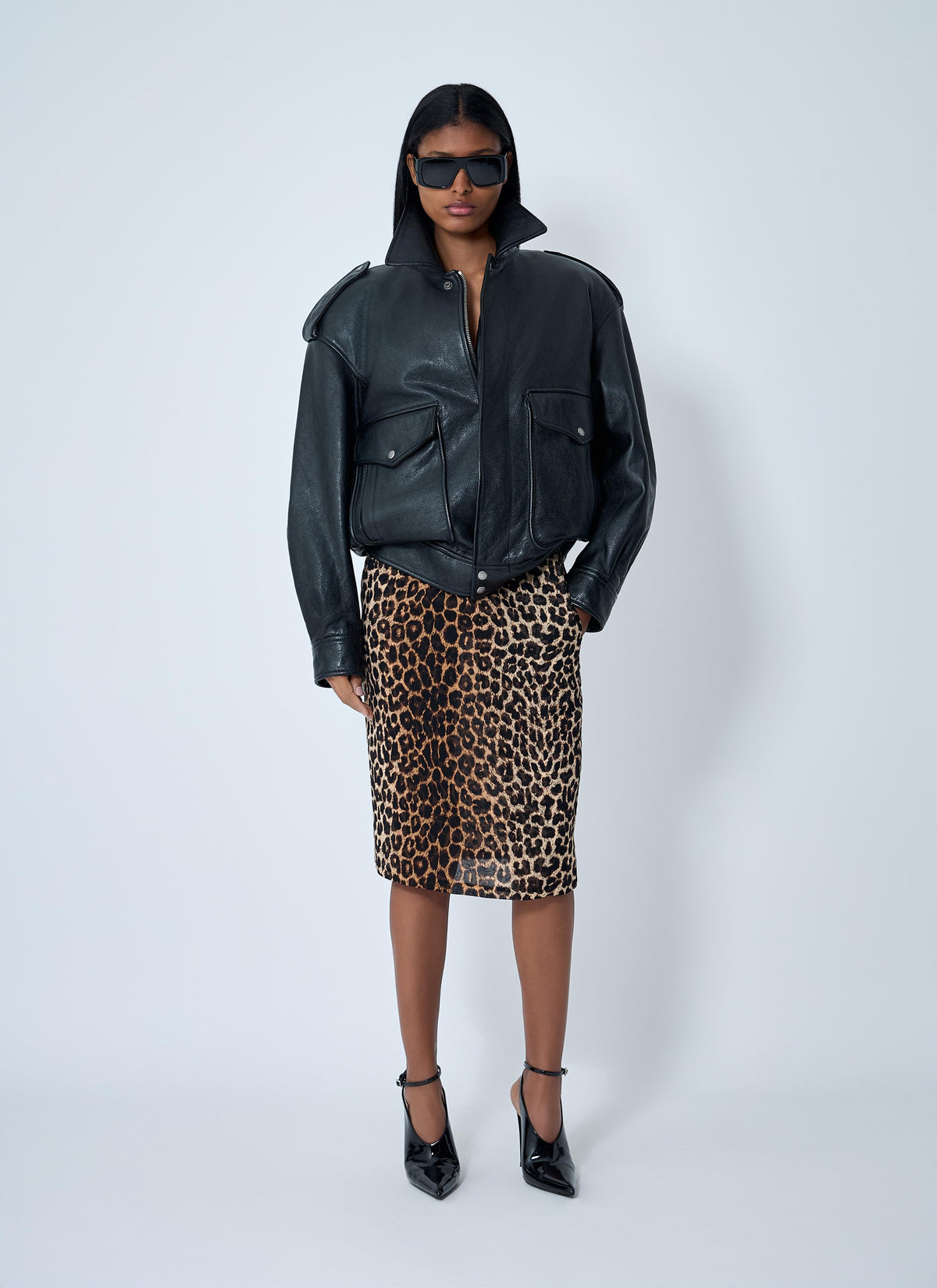 Saint Laurent Women Grained Leather Jacket