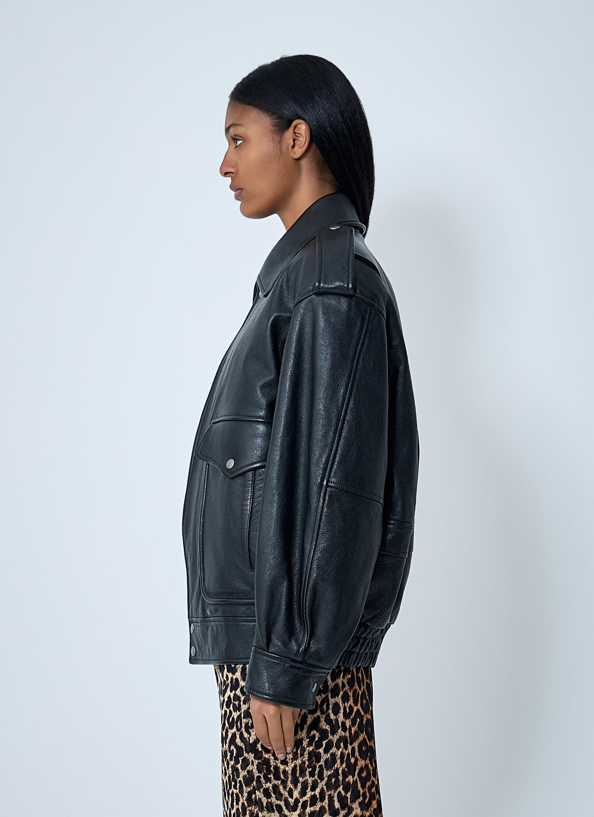 Saint Laurent Women Grained Leather Jacket