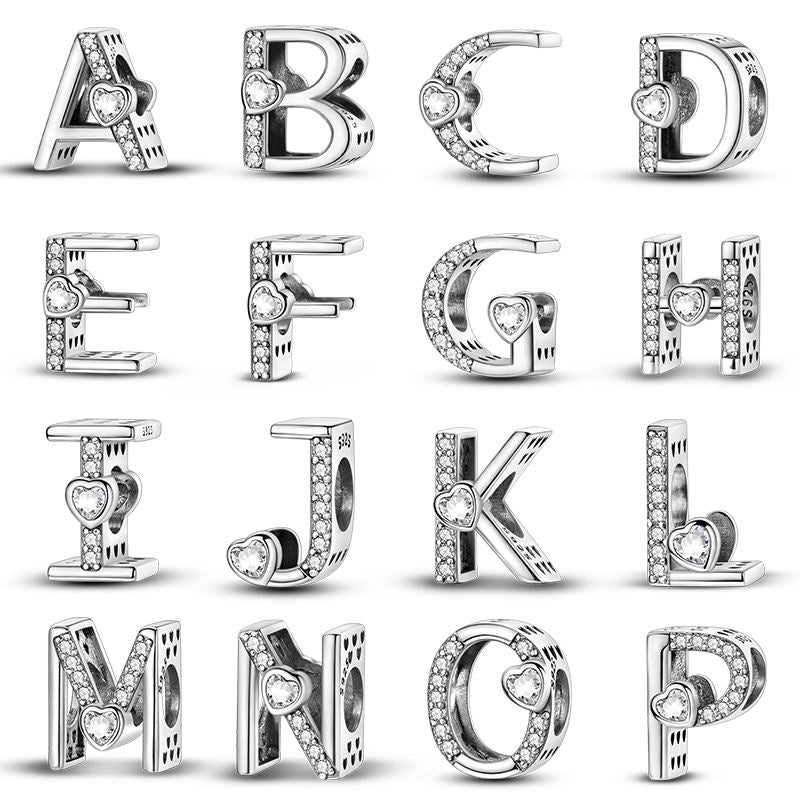 Sparkling Heart Letter A~Z Alphabet Charm