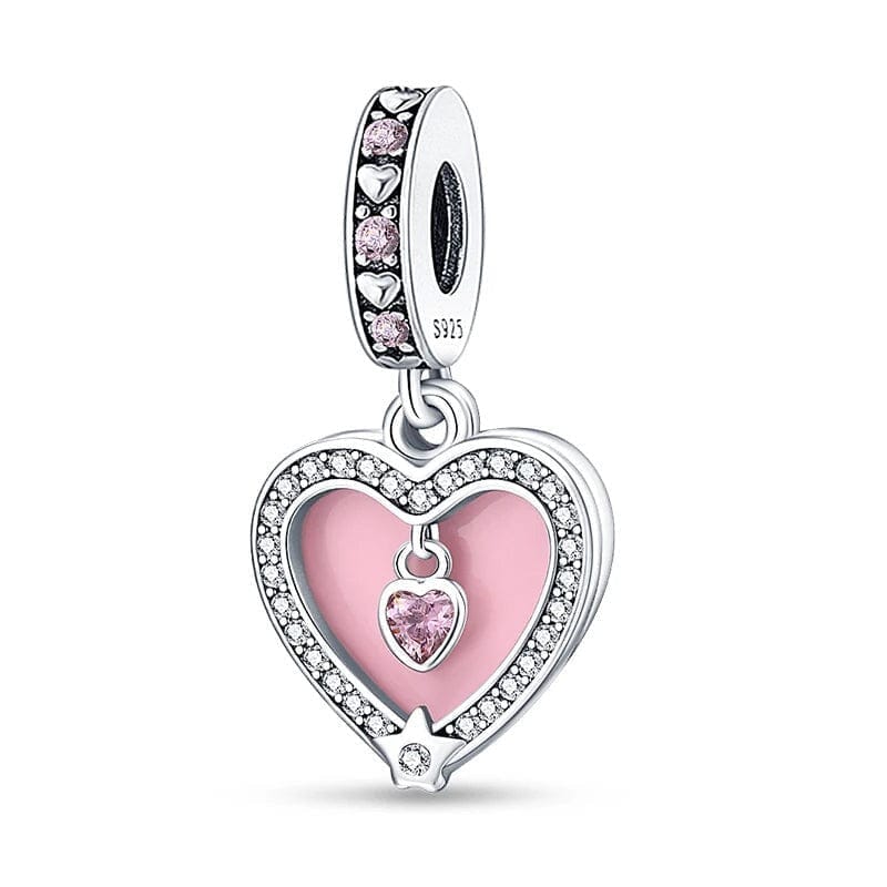 Sparkling Pink Heart Charm