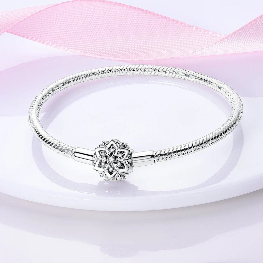 Sparkling Snowflake Clasp Charm Bracelet