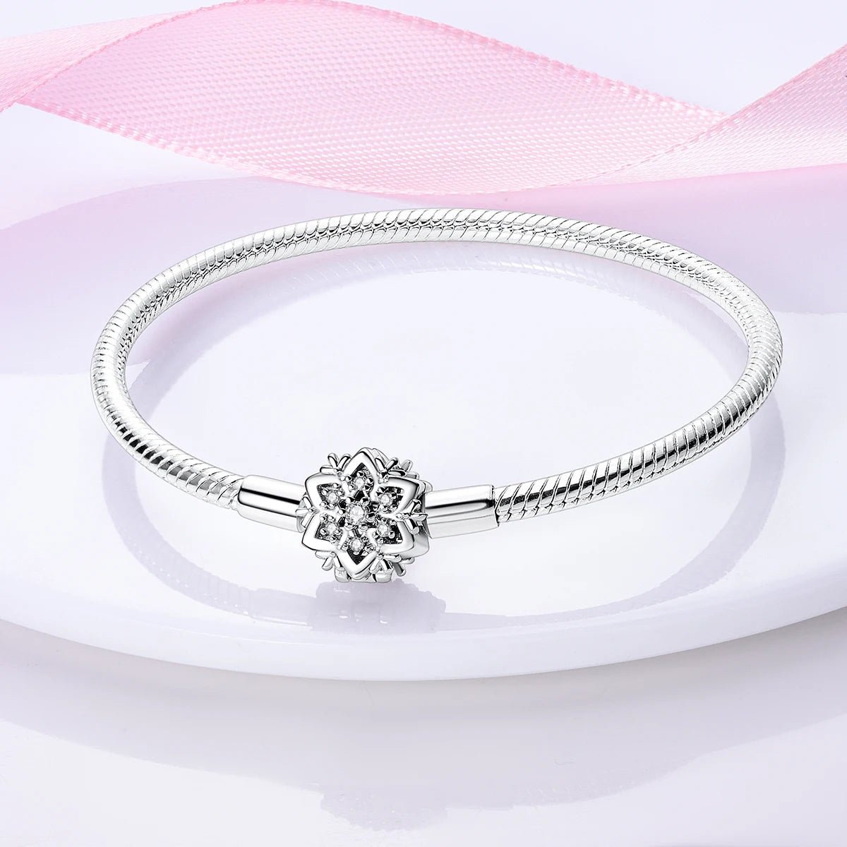 Sparkling Snowflake Clasp Charm Bracelet