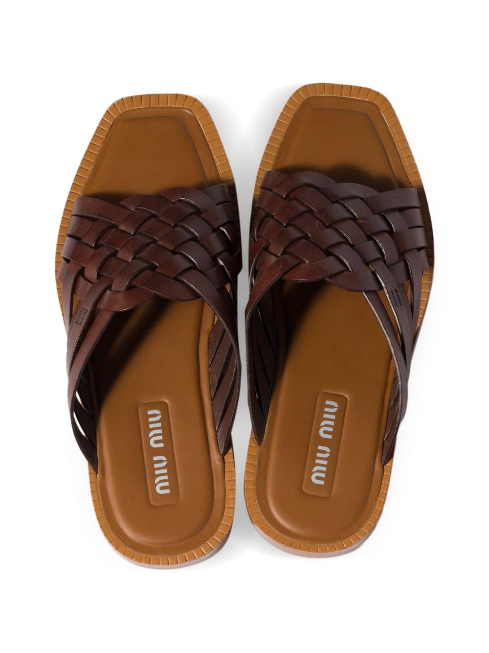Miu Miu Women Leather Flat Sandals