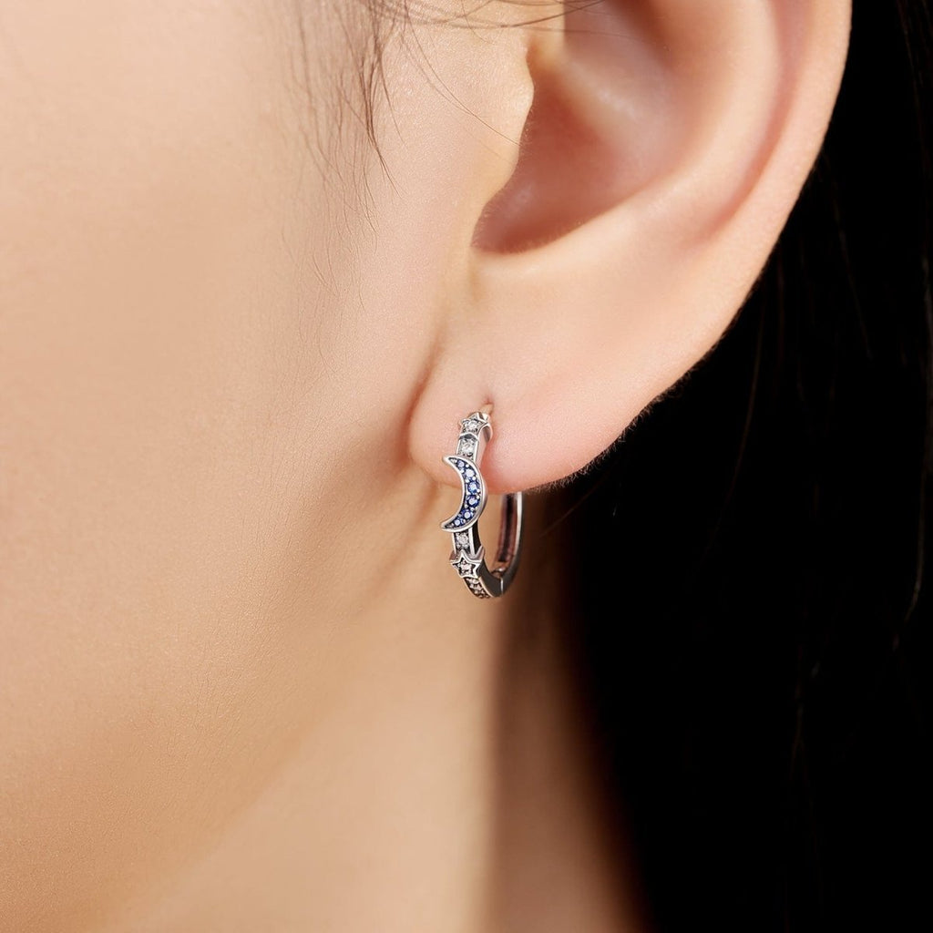 Star & Moon Hoop Earrings