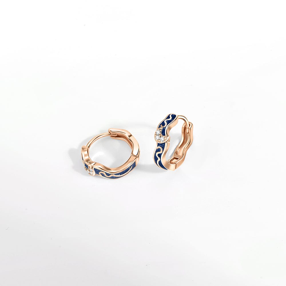Star & Moon Huggie Earrings with Enamel