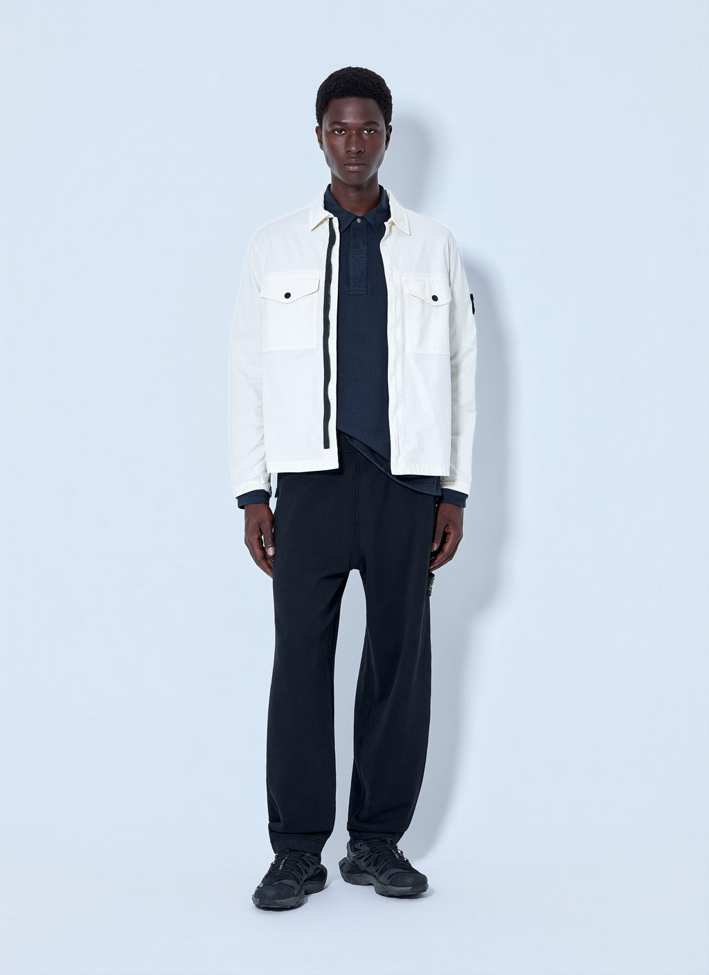 Stone Island Men Zip-Front Overshirt With Flap Pockets