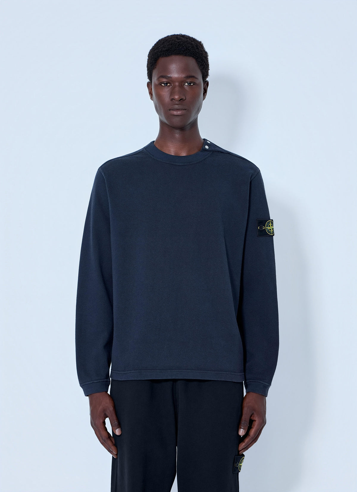 Stone Island Men Crewneck Sweatshirt With Sleeve Logo Patch