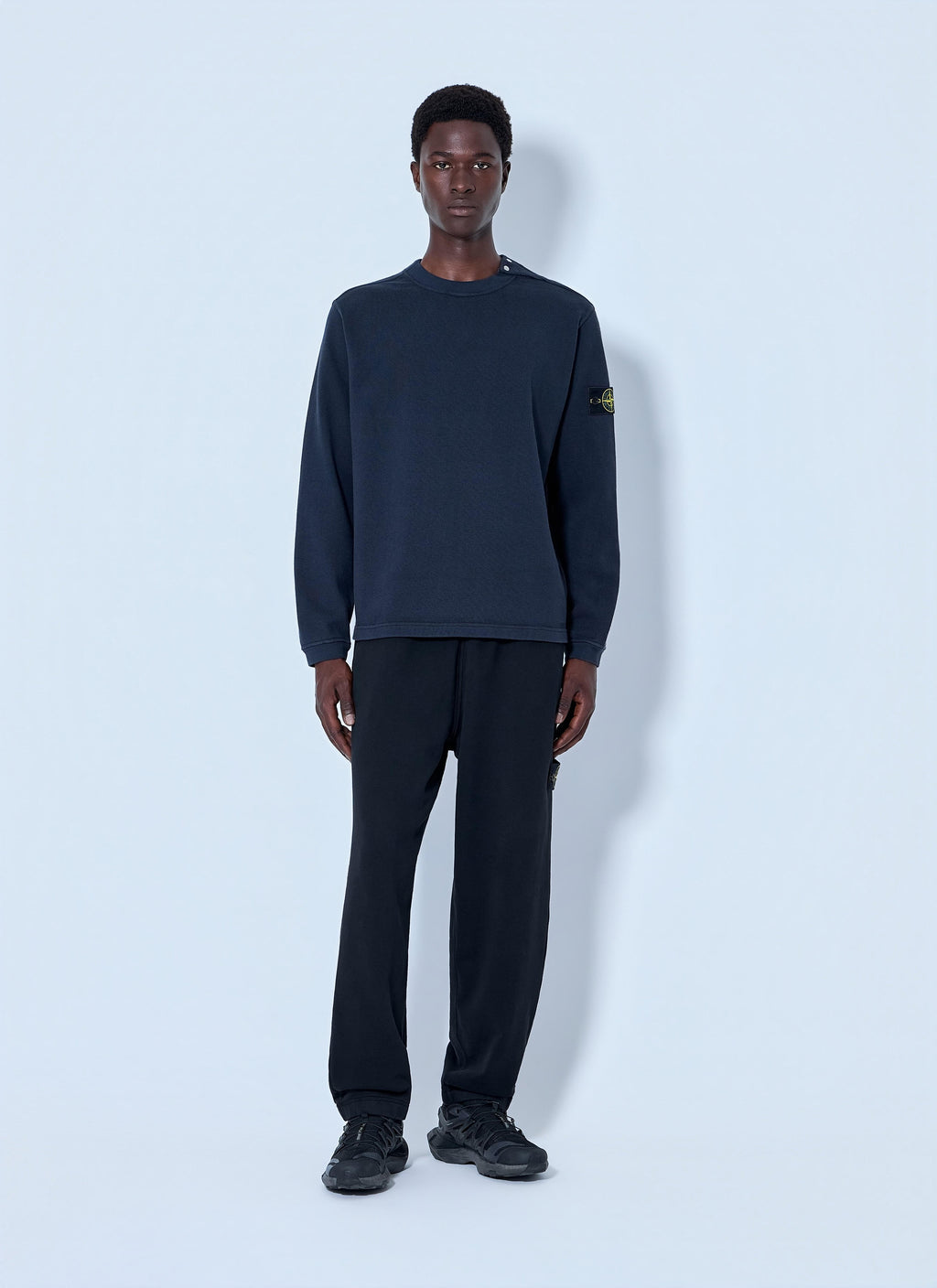 Stone Island Men Crewneck Sweatshirt With Sleeve Logo Patch