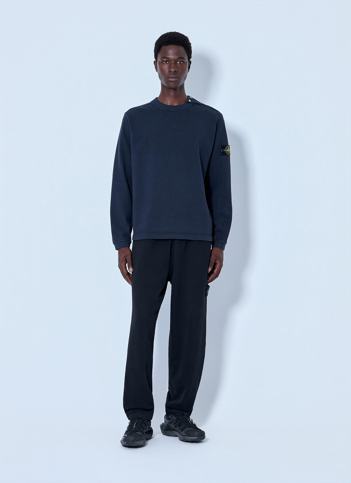 Stone Island Men Crewneck Sweatshirt With Sleeve Logo Patch