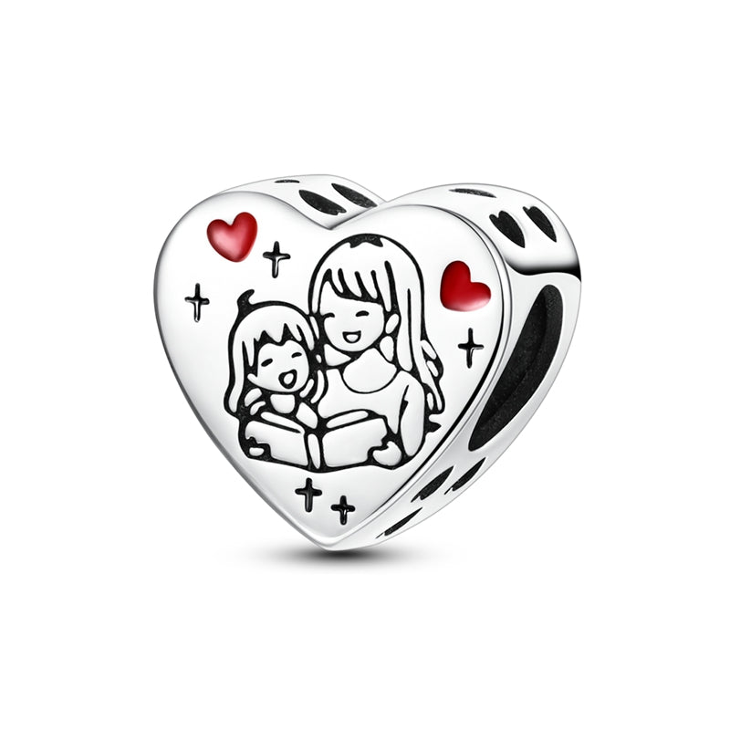 Storytime Mother & Daughter Love Heart Charm