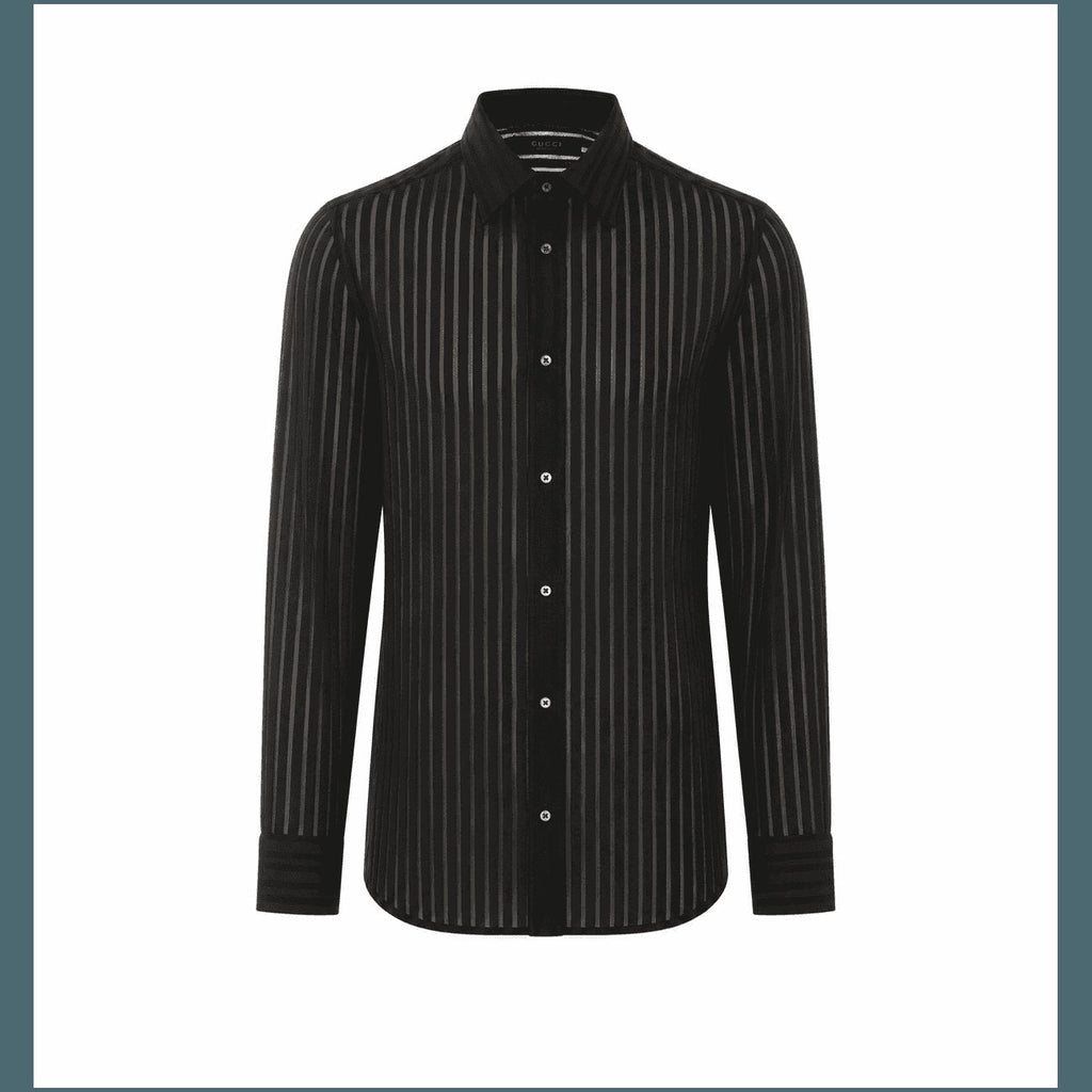 Gucci Men Striped Silk Gauze Shirt