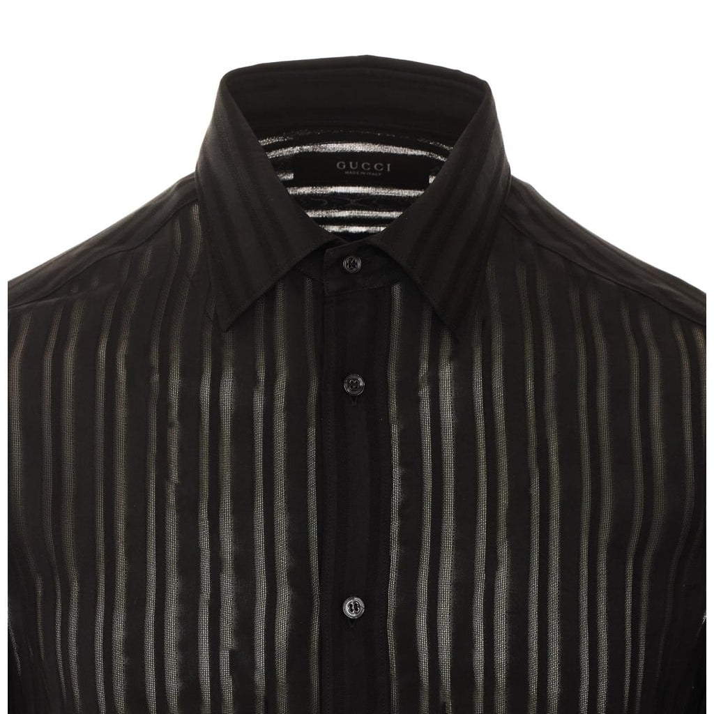 Gucci Men Striped Silk Gauze Shirt