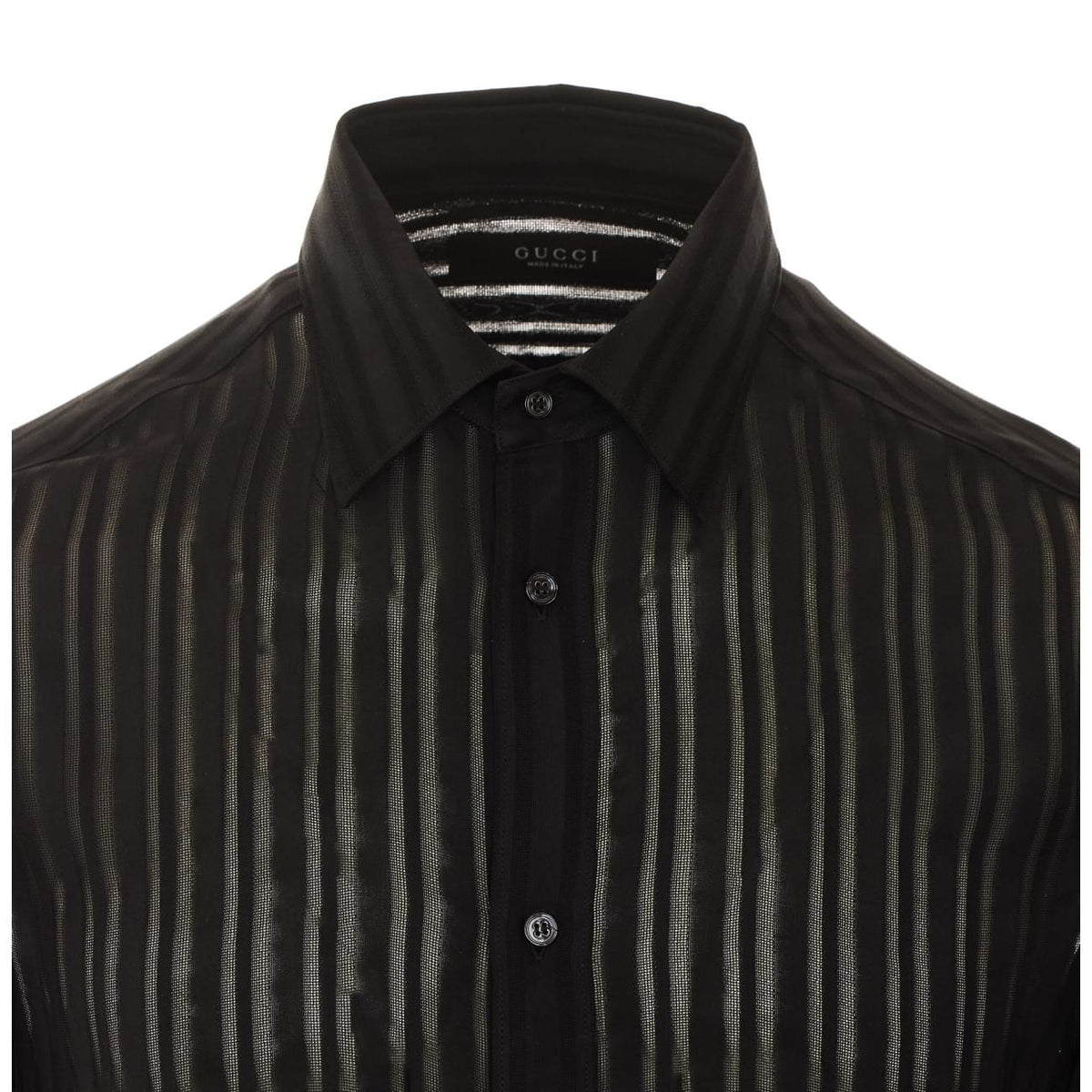 Gucci Men Striped Silk Gauze Shirt