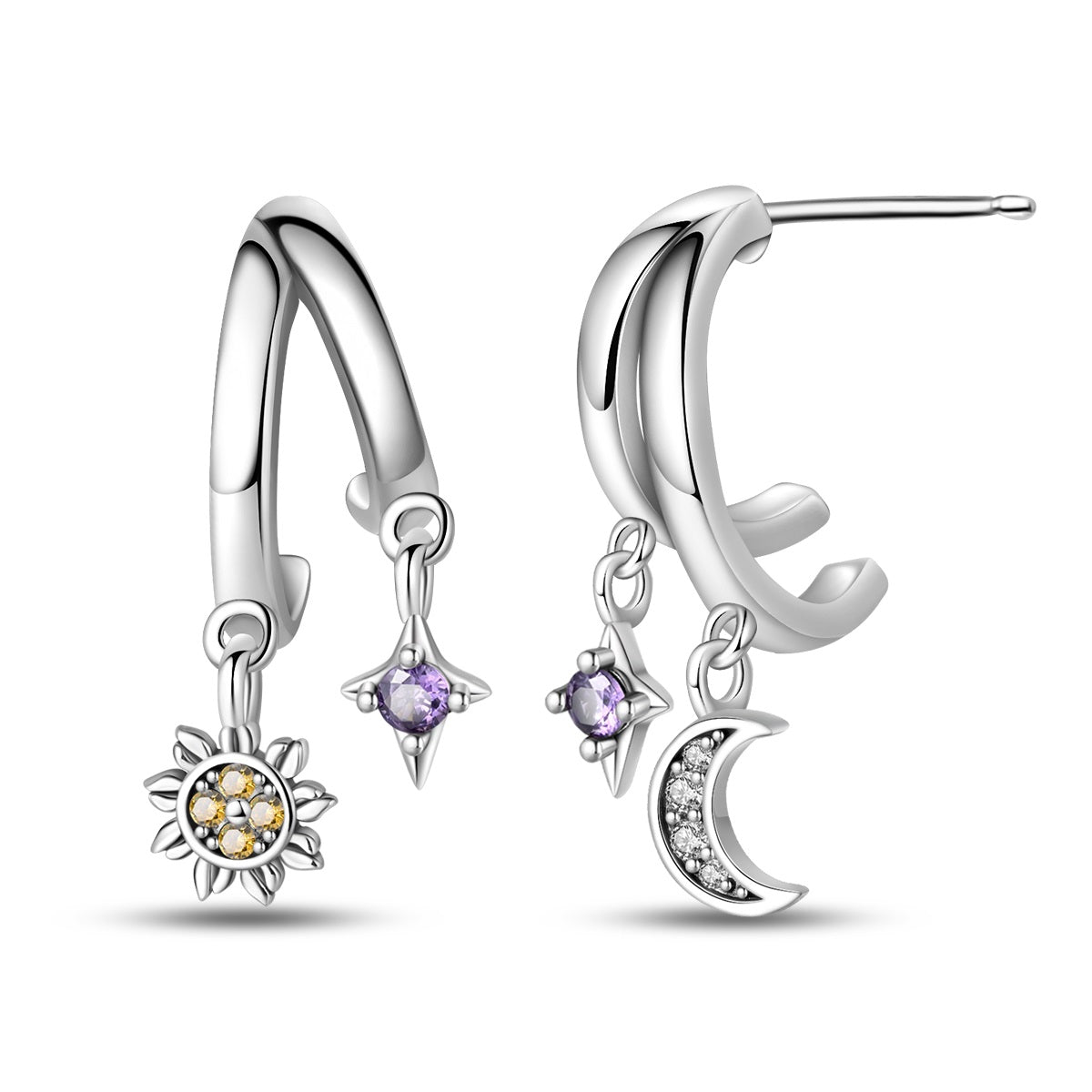 Sun & Moon Hoop Earrings