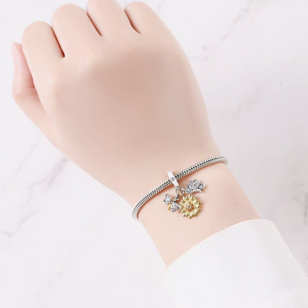 Sunflower, Bee & Butterfly Charm