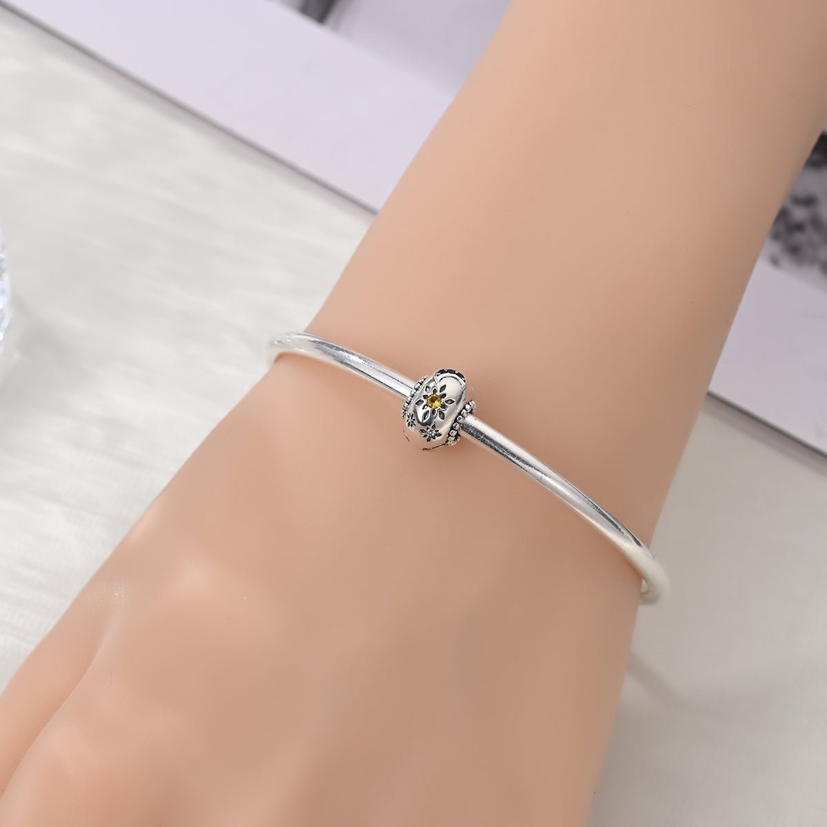 Sunflower & Crescent Moon Charm