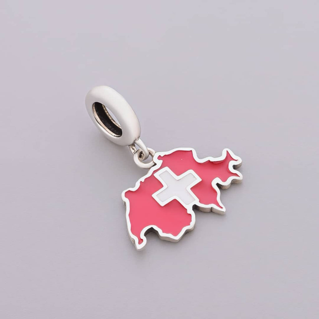 Switzerland Map Flag Dangle Charm