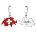 Switzerland Map Flag Dangle Charm