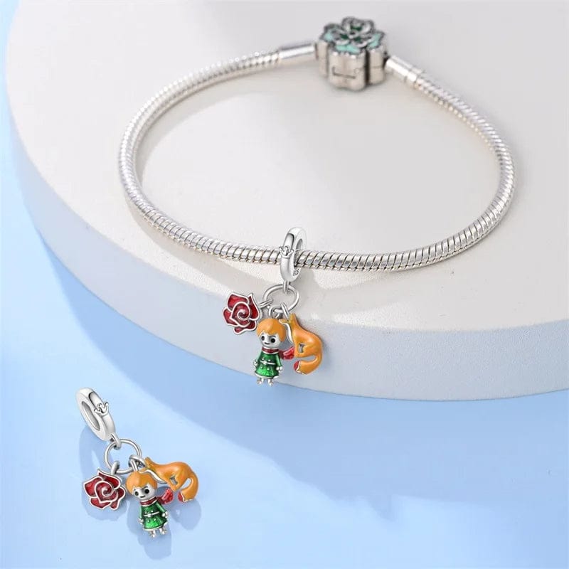 The Little Prince, Rose & Fox Triple Dangle Charm