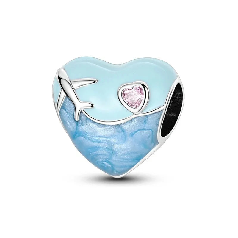 The World Is Yours to Explore Airplane Heart Charm