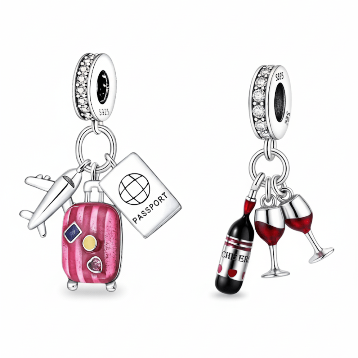 Travel & Cheers Charm Duo