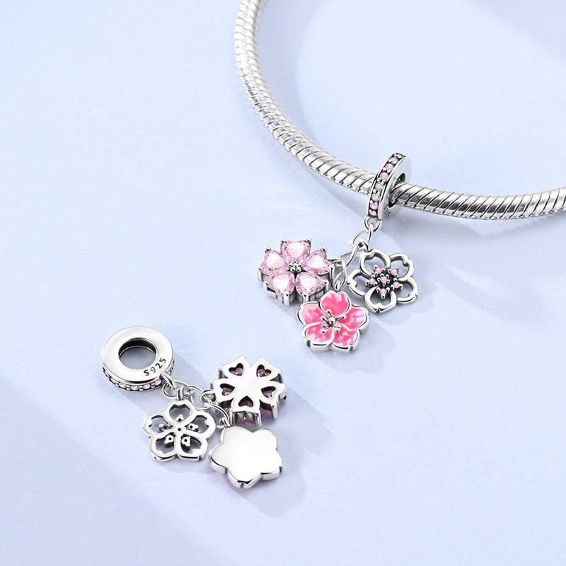 Triple Cherry Blossom Dangle Charm