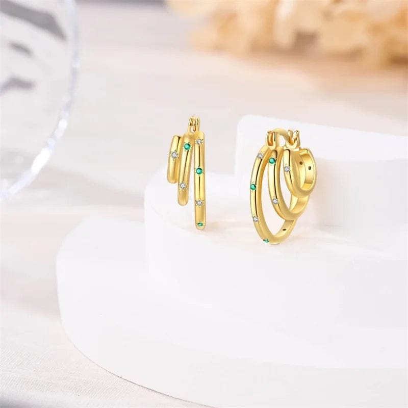 Triple-Layered Gold Hoop Earrings
