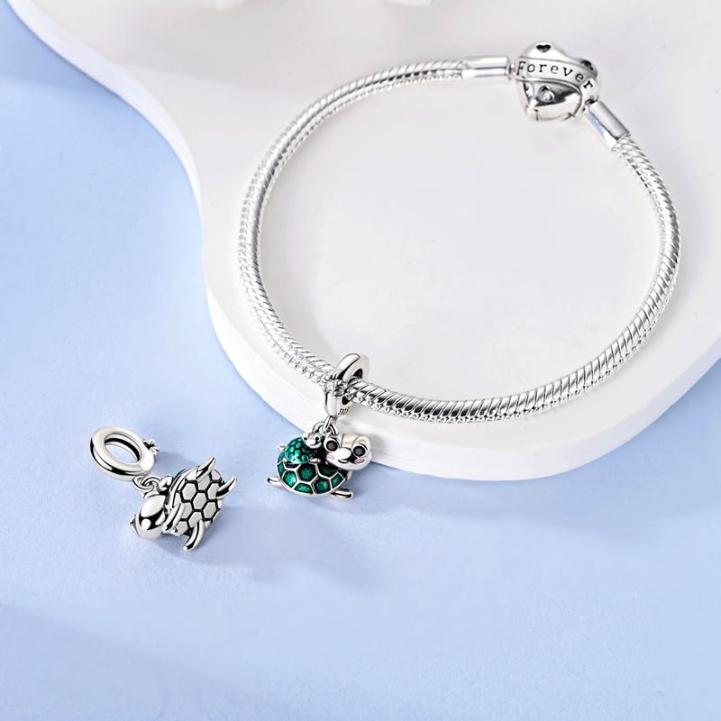 Turtle with Baby Turtle Dangle Charm