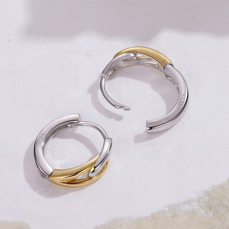 Two-Tone Interlocking Loop Hoop Earrings
