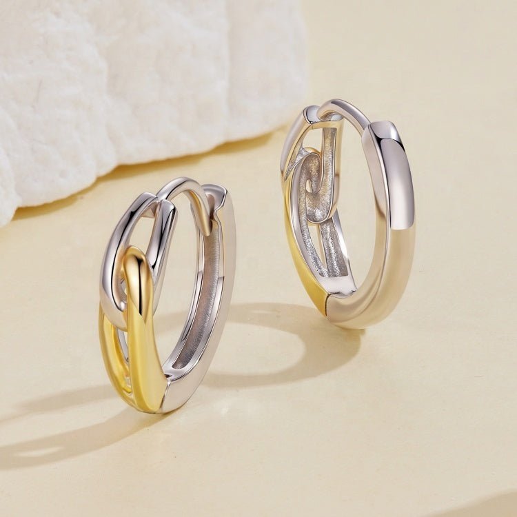 Two-Tone Interlocking Loop Hoop Earrings