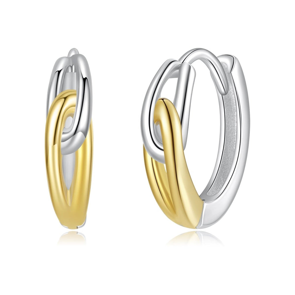 Two-Tone Interlocking Loop Hoop Earrings