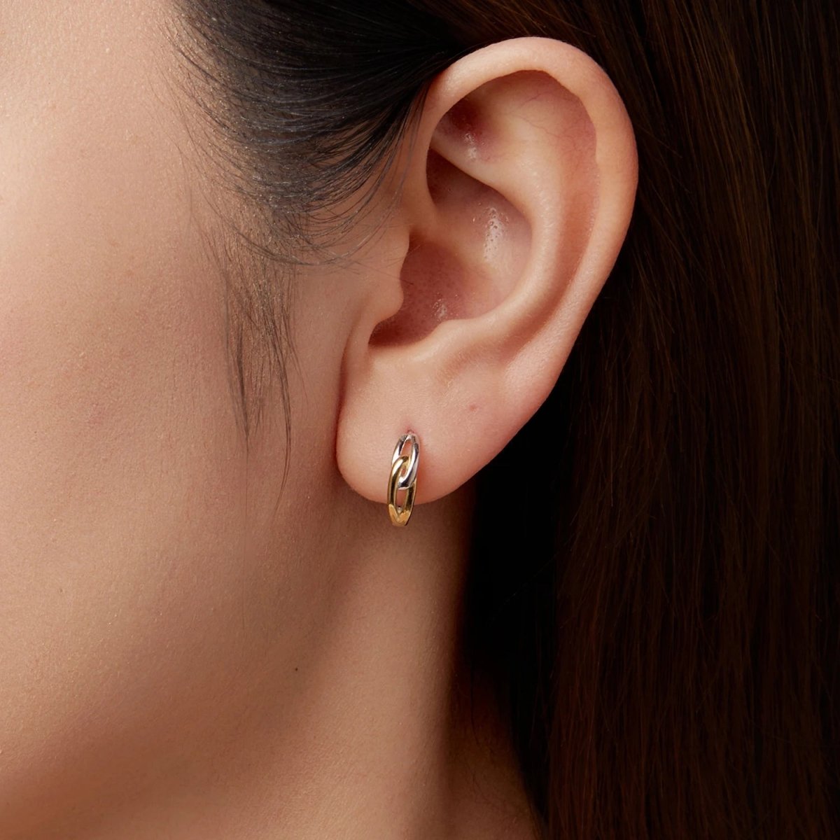 Two-Tone Interlocking Loop Hoop Earrings