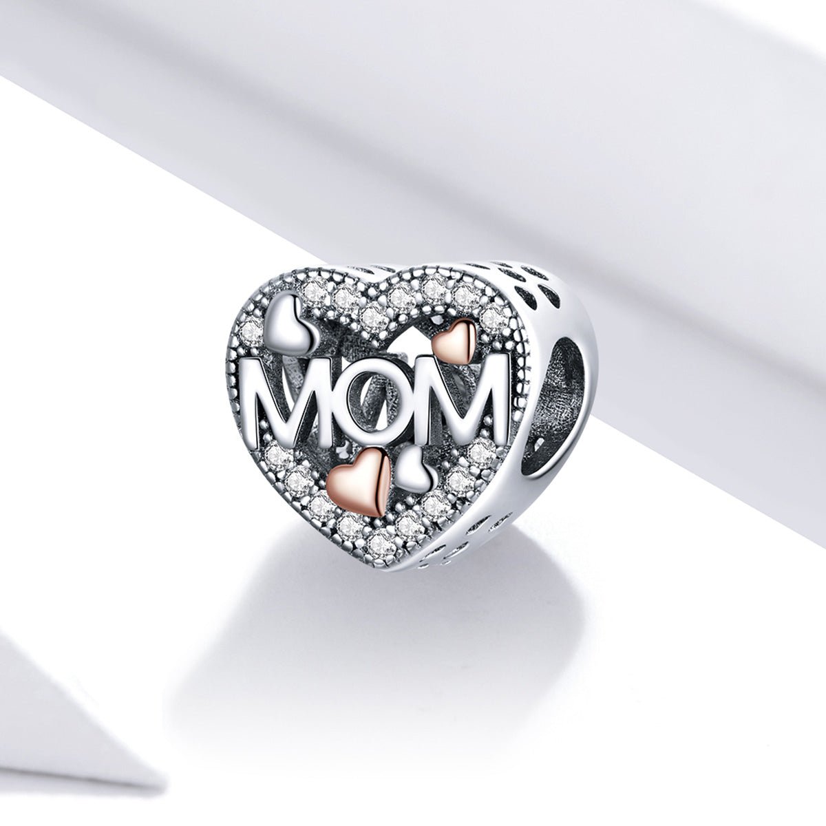 Two-tone Openwork Mom & Heart Charm
