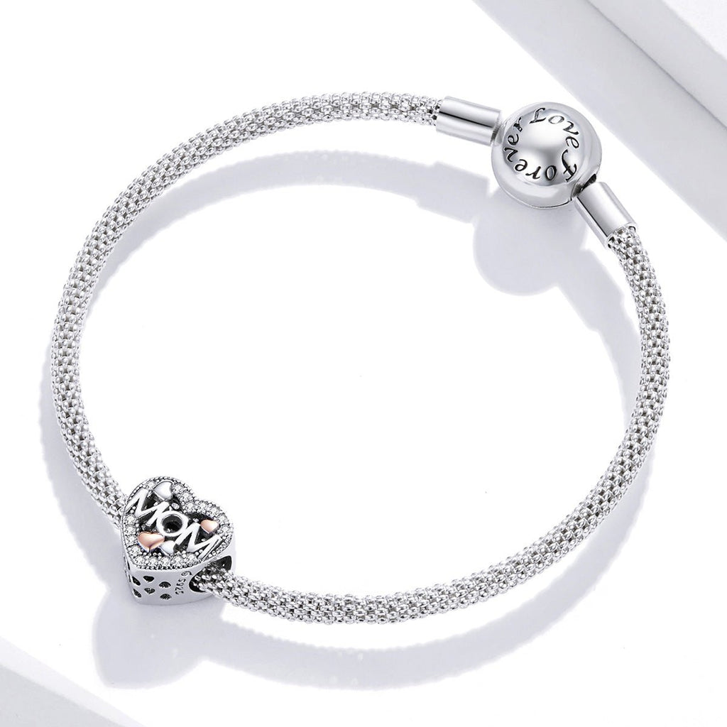 Two-tone Openwork Mom & Heart Charm