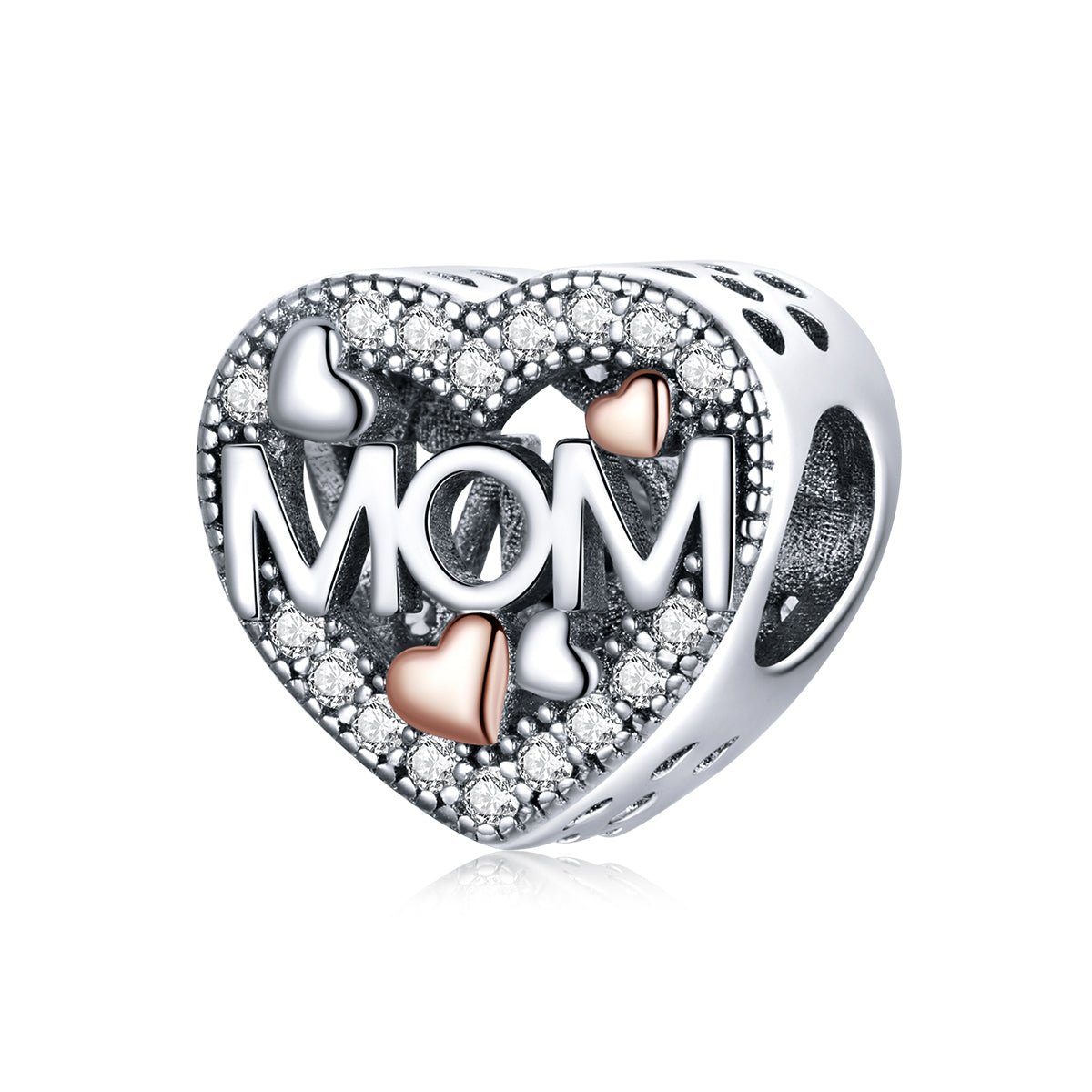 Two-tone Openwork Mom & Heart Charm