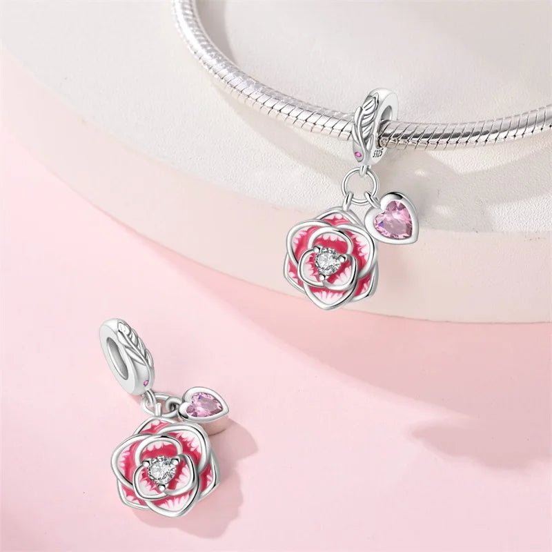 Two-Tone Rose Dangle Charm