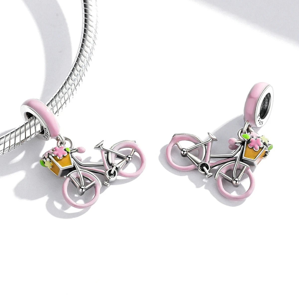 Two-tone Spinning Wheels Bicycle Dangle Charm