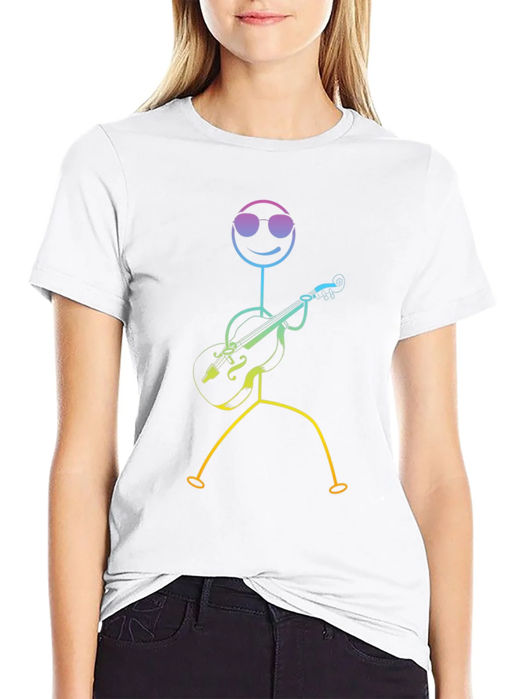 Cool Stick Figure Musician Black T-Shirt