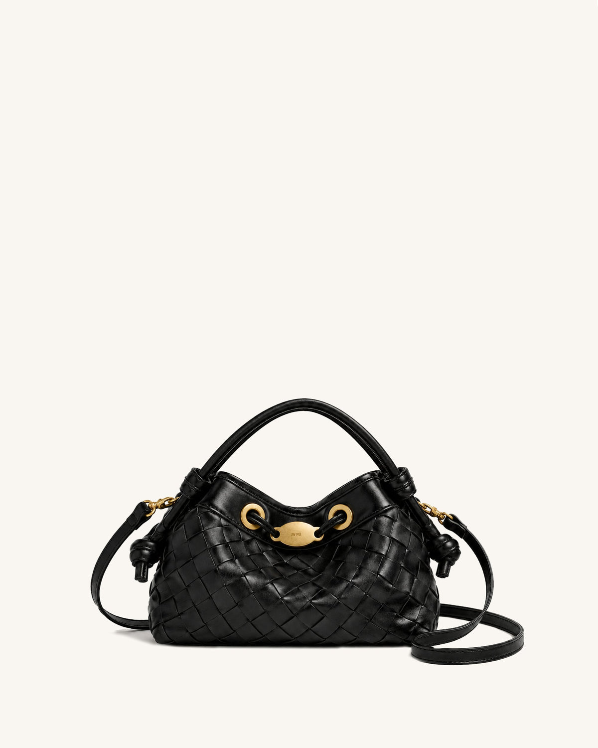 Yara Soft Woven Top Handle Crossbody Bag - Black