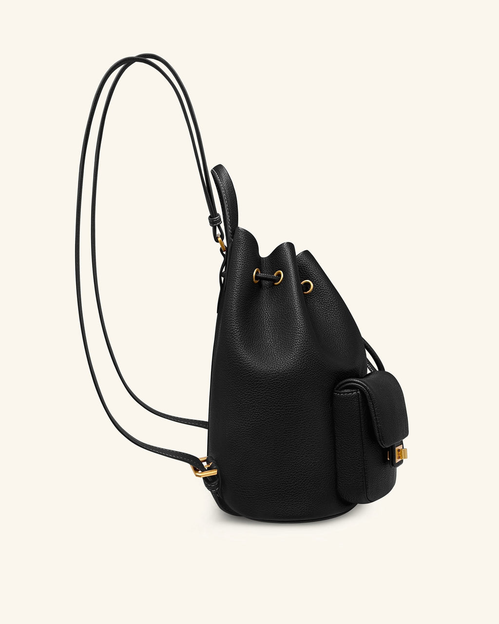 Avery Pebbled Drawstring Utility Backpack – Black